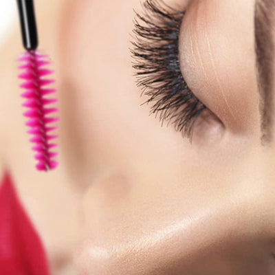 Leshare Disposable Eyelash Mascara Brushes Wands Applicator Makeup Kits 100 Pack (100 Pcs Rose Red).