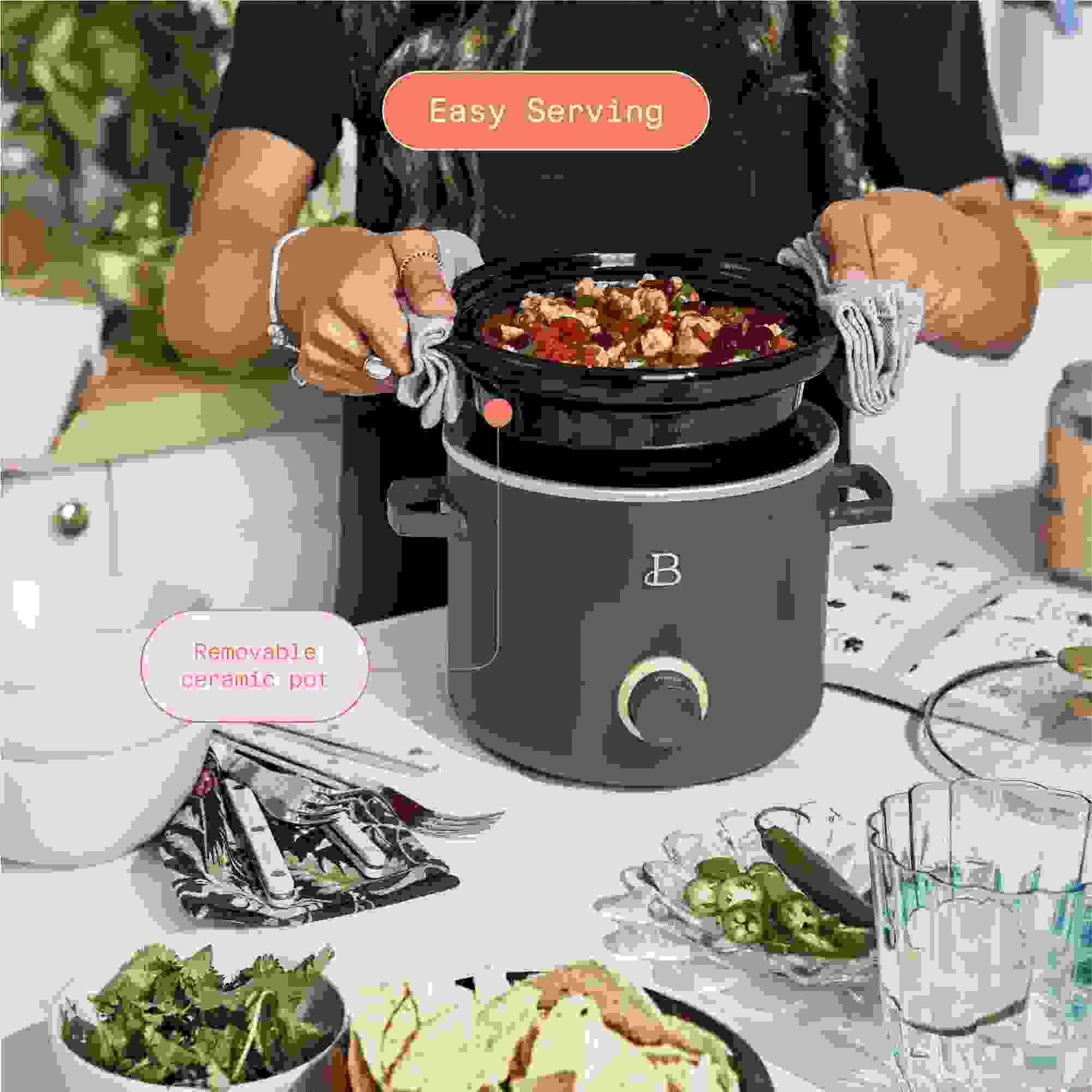 Drew Barrymore 2-Pack 2Qt Slow Cooker Set in Thyme and White Icing