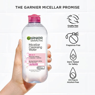 Micellar Water Hydrating Facial Cleanser and Makeup Remover for Sensitive Skin, Vegan and Cruelty-Free, 13.5 Fl Oz (400 mL) - CommunityRateLLC