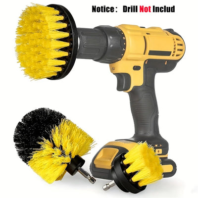 3-Piece Drill Brush Attachment Set for Power Scrubbing Showers, Tubs, Bathroom Tiles, Grout, and Carpets