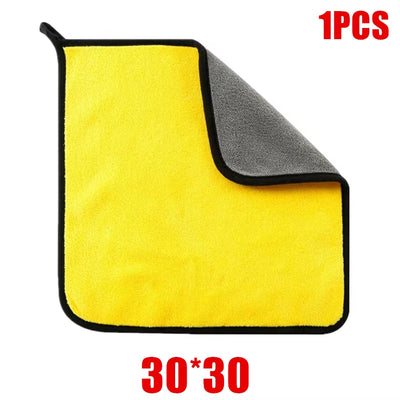 Microfiber Cleaning Towels - Thick, Soft Drying Cloths for Car Body Washing - Double Layer Cleaning Rags - Available in 1, 2, or 6 Packs - Essential Car Accessories