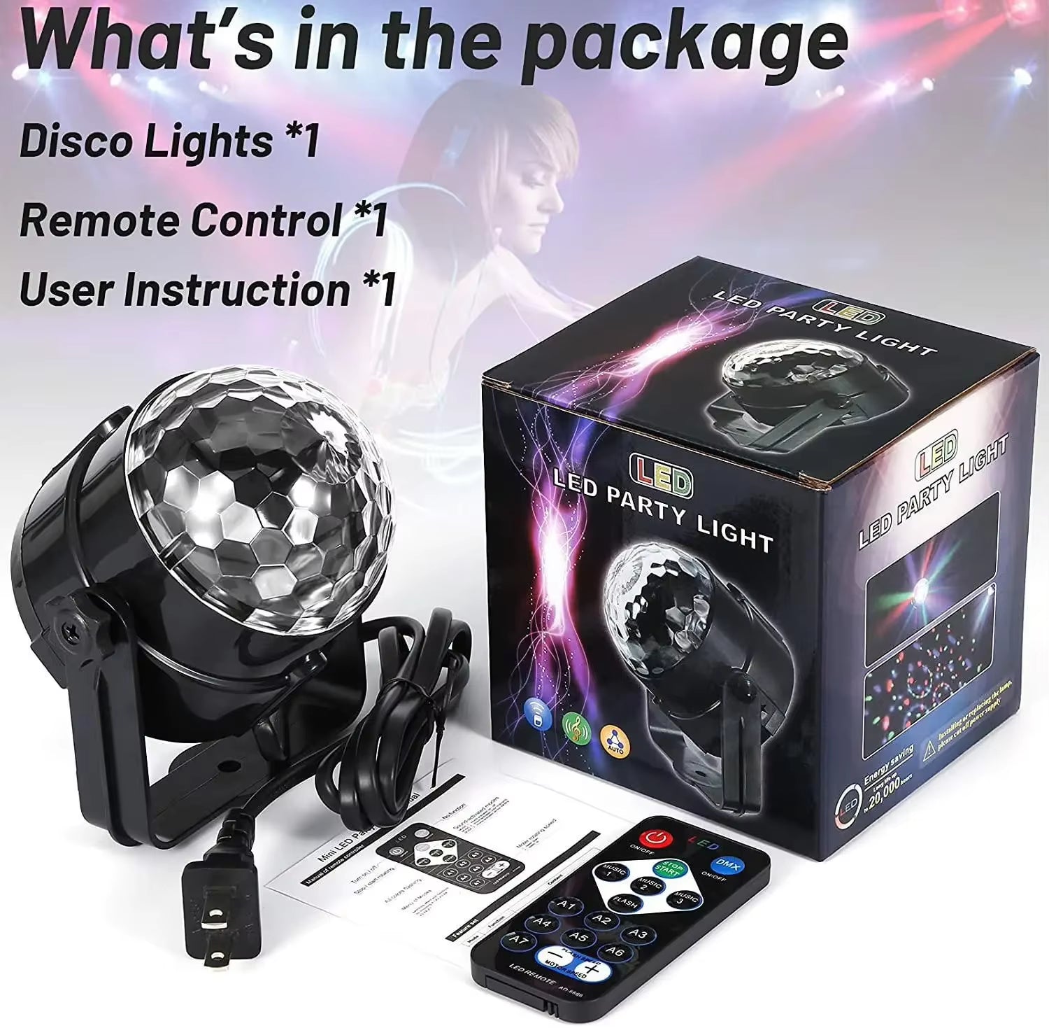 Rotating RGB LED Crystal Magic Ball Light for KTV, Bar, Disco, Party, DJ, and Christmas Decorations