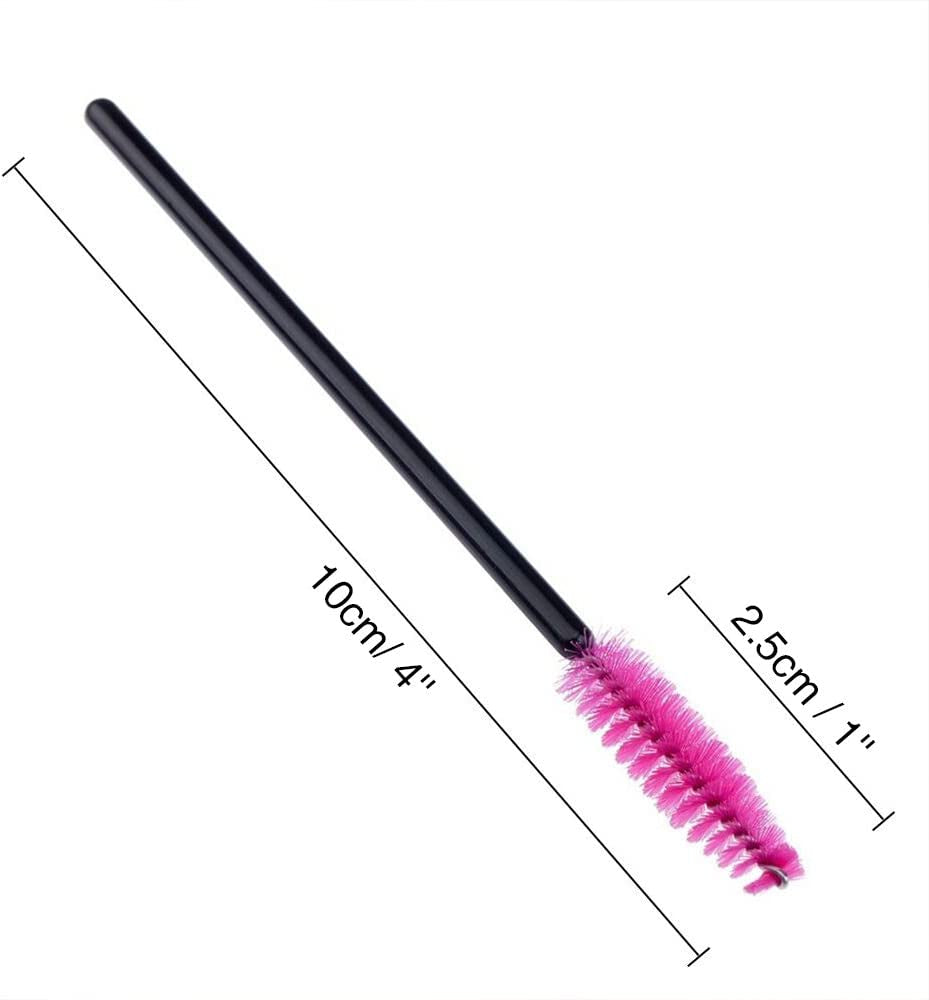 Leshare Disposable Eyelash Mascara Brushes Wands Applicator Makeup Kits 100 Pack (100 Pcs Rose Red).