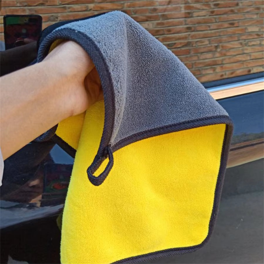 Microfiber Cleaning Towels - Thick, Soft Drying Cloths for Car Body Washing - Double Layer Cleaning Rags - Available in 1, 2, or 6 Packs - Essential Car Accessories