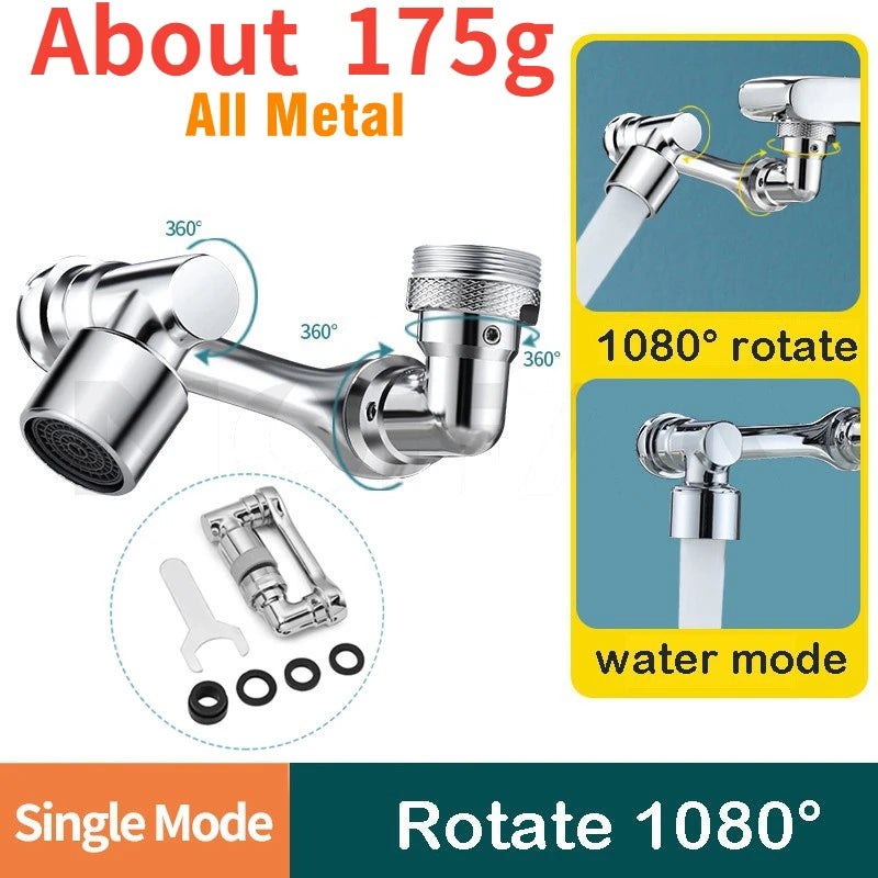 Universal 1080° Rotating Metal Faucet Sprayer Head with 22/24mm Adapter for Washbasin Faucet Extender Aerator Bubbler Nozzle Kitchen Tap