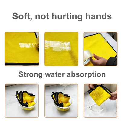 Microfiber Cleaning Towels - Thick, Soft Drying Cloths for Car Body Washing - Double Layer Cleaning Rags - Available in 1, 2, or 6 Packs - Essential Car Accessories