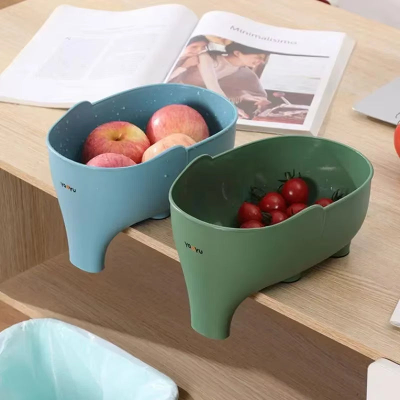 Versatile Elephant Drain Basket - Multi-Purpose Kitchen Storage for Fruits and Vegetables