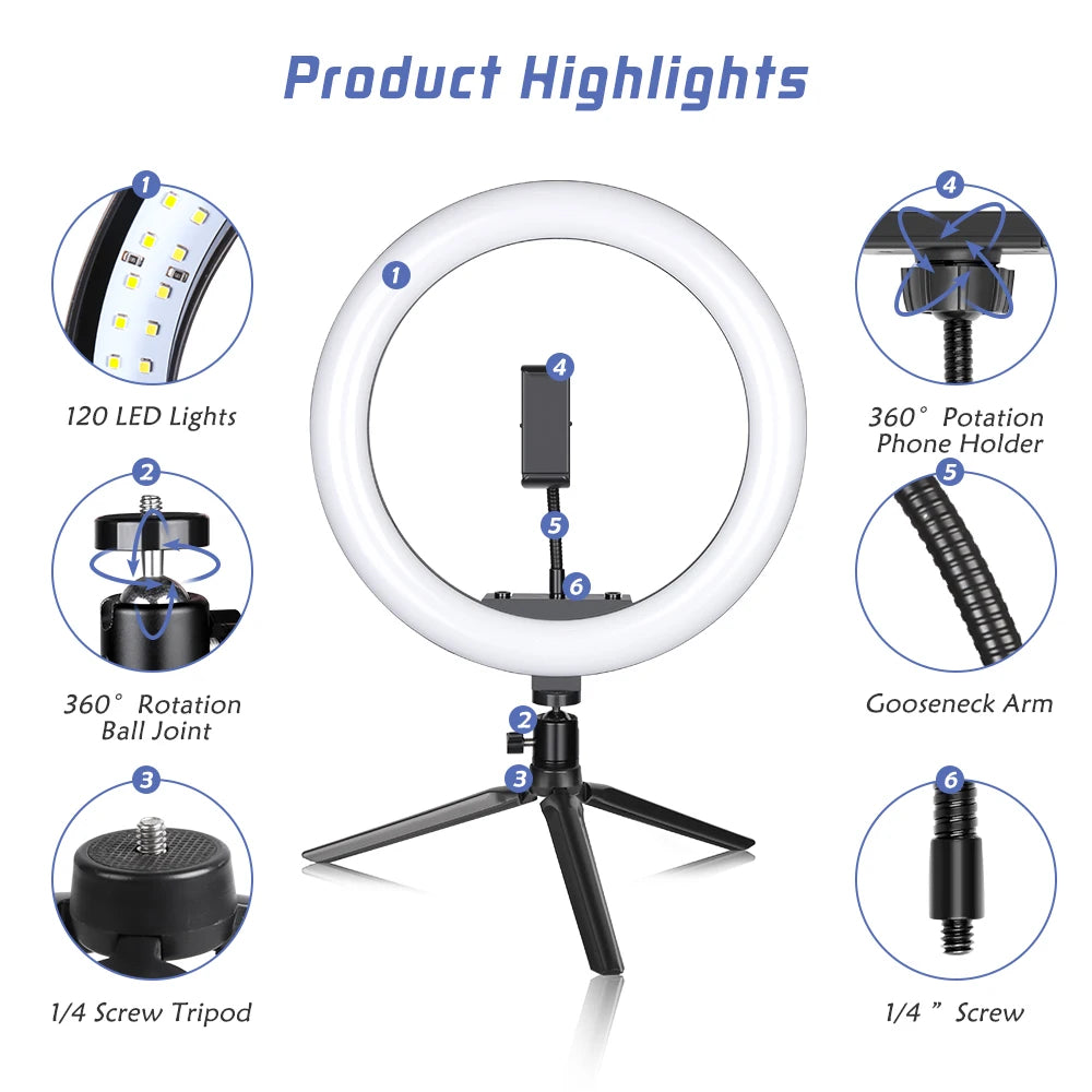 12-Inch 30Cm LED RGB Ring Light with Tripod - 15 Color Options for Mobile Phone Live Streaming, Makeup, and Photography