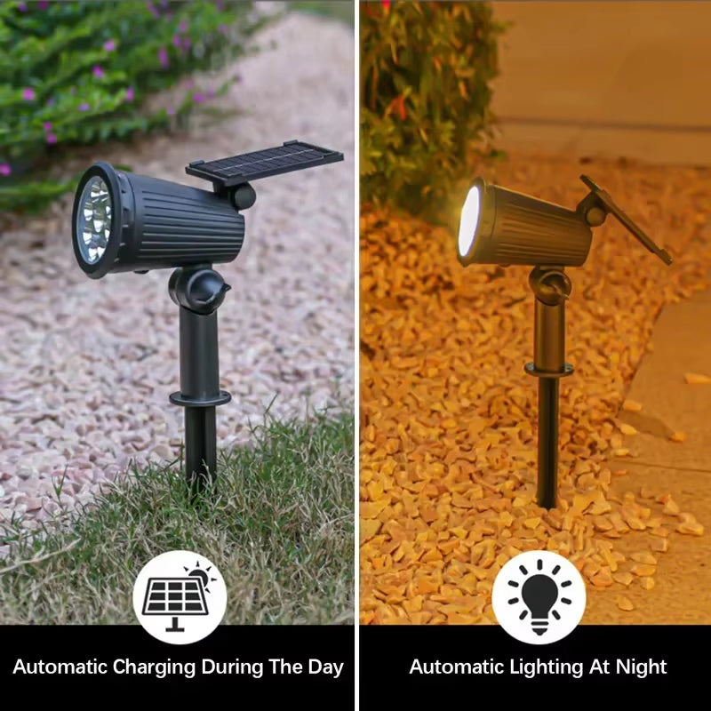 9 LED Solar Spotlights - RGB Outdoor Landscape Lights, IP65 Waterproof, Adjustable Brightness for Gardens and Yards
