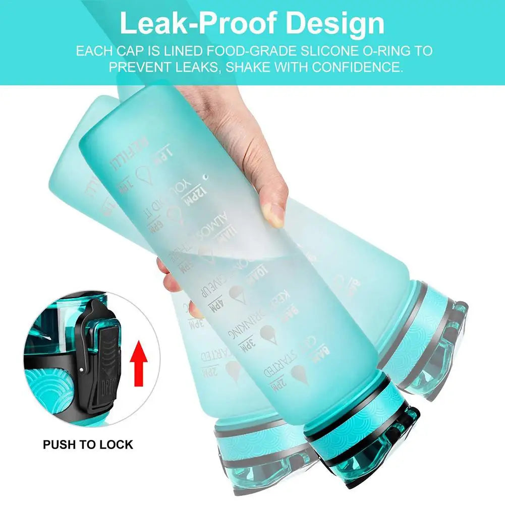 Professional Tritan Water Bottle with Time Markers - Leakproof Design for Fitness and Sports Motivation