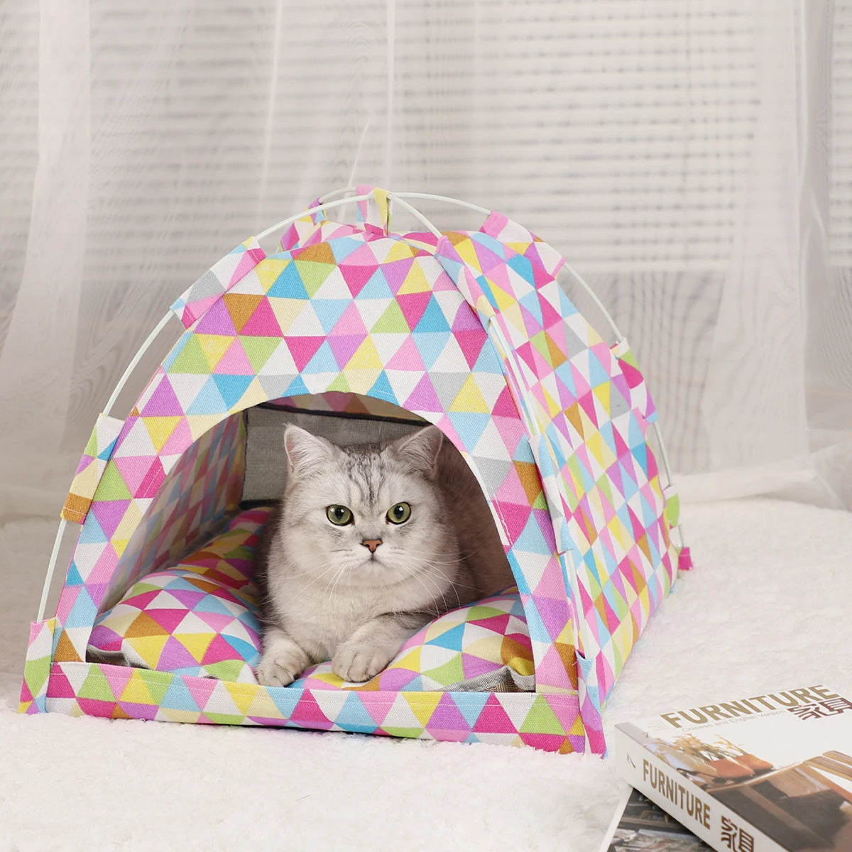 Luxury Pet Tent Bed for Cats - Cozy Winter Cushions and Accessories for Comfort and Style