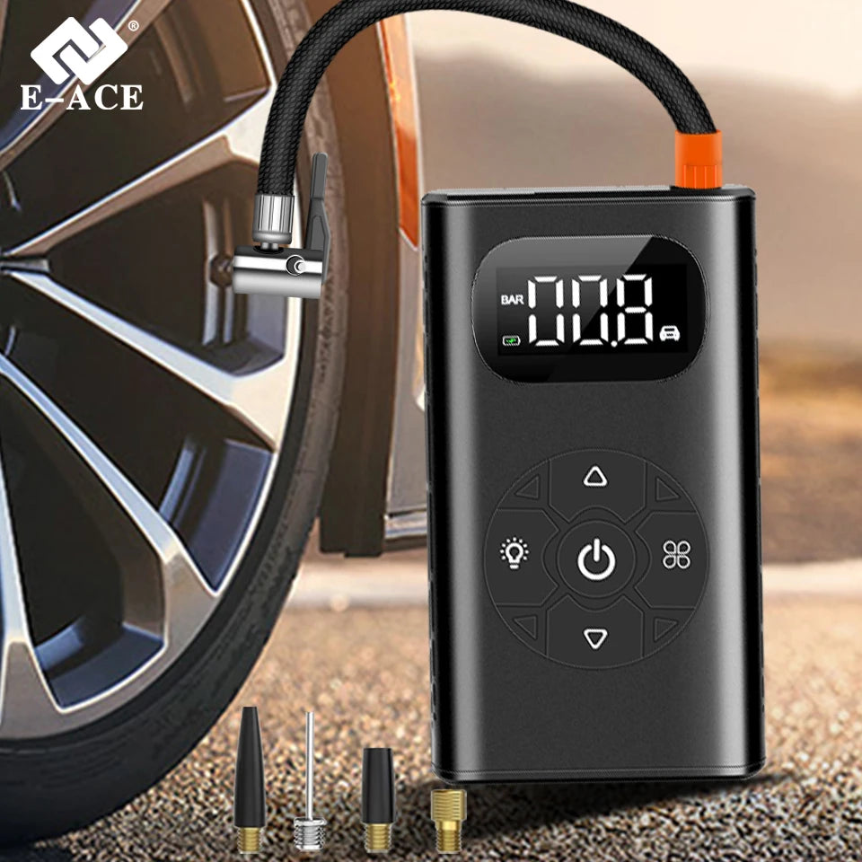 6000mAh Wireless Portable Car Air Compressor - 150 PSI Digital Inflator for Balls, Motorcycles, Bicycles, Boats, and Tires