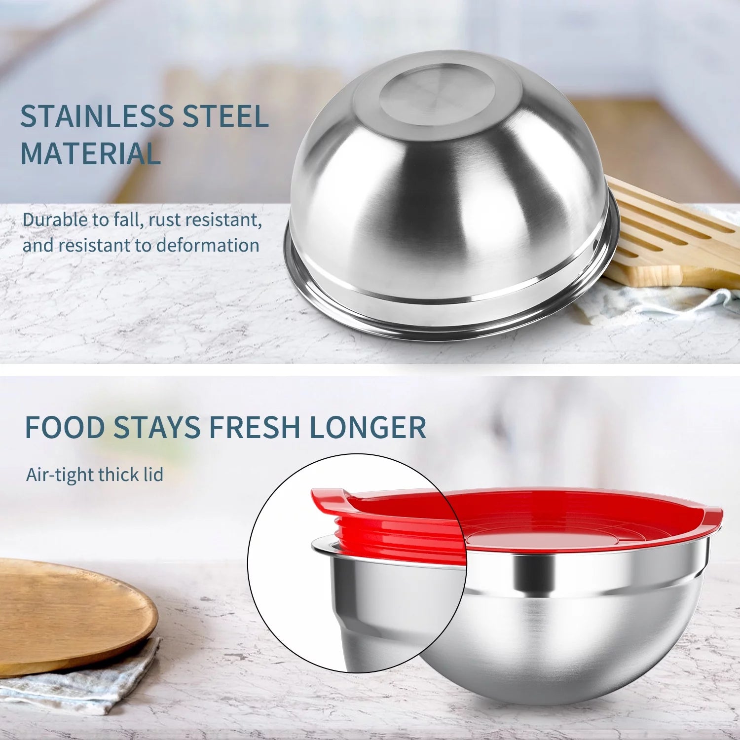 Stainless Steel Mixing Bowls Set - 7 Piece Metal Nesting Bowls for Kitchen - Various Sizes - Multi-Color - CommunityRateLLC