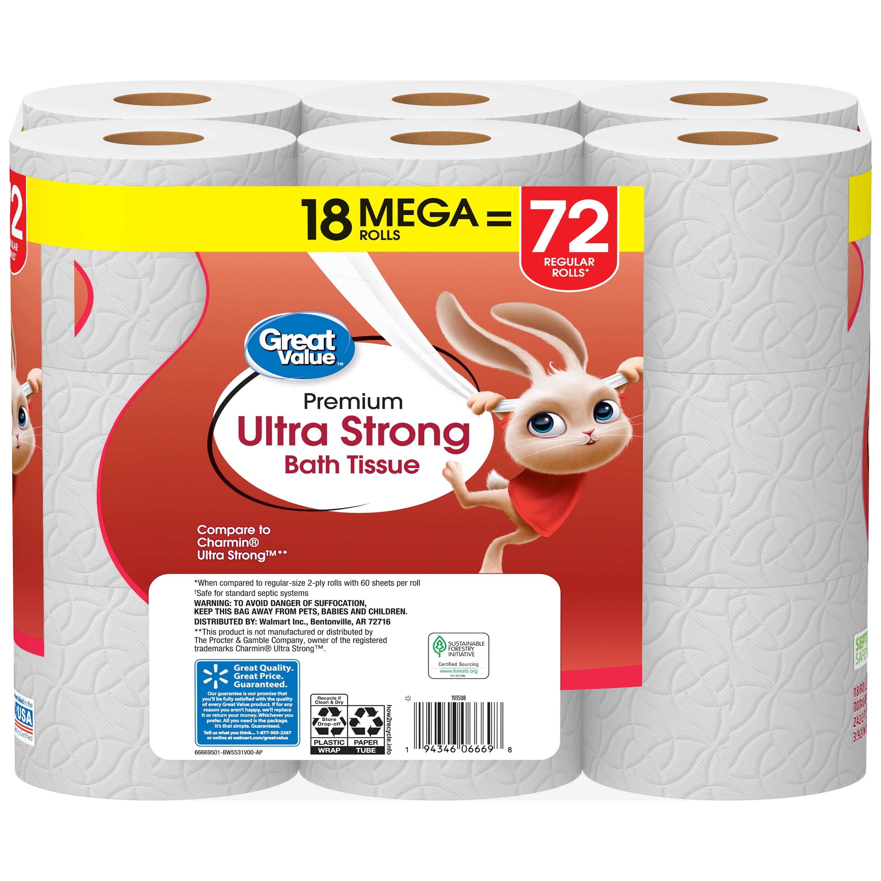 Ultra Strong Toilet Paper, 18 Mega Rolls - CommunityRateLLC