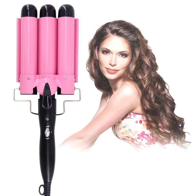 25mm Professional Ceramic Triple Barrel Hair Curling Iron - Styling Tool for Waves and Curls