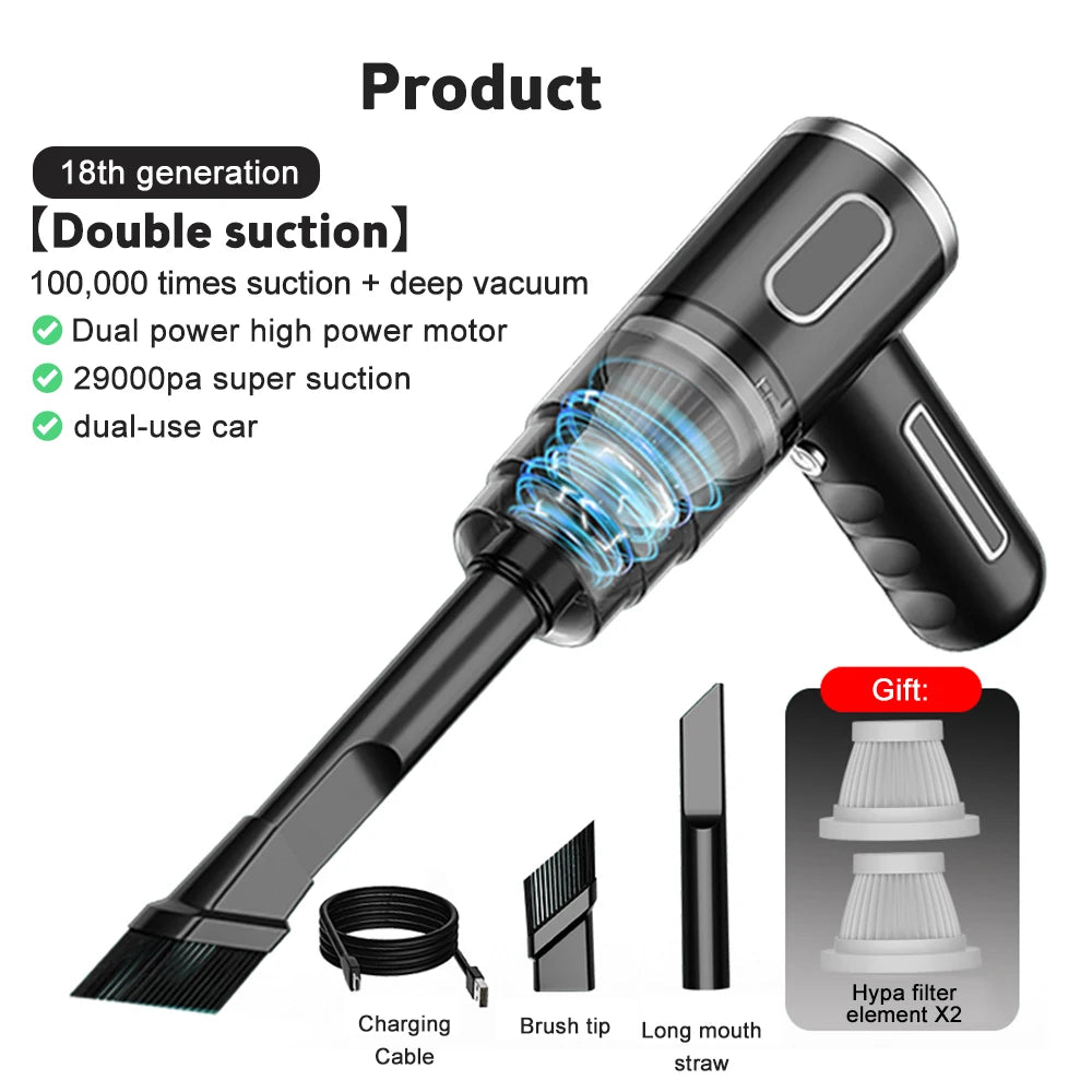 29000Pa Wireless Car Vacuum Cleaner Strong Suction Dust Catcher Cordless Handheld Wet Dry Vacuum Cleaner Air Duster for Car