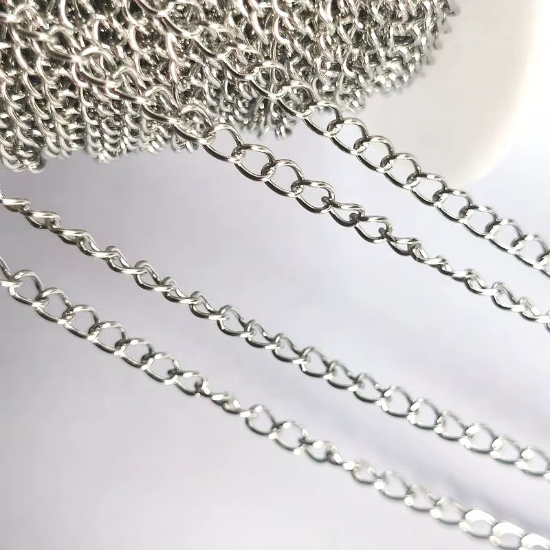 2-Meter No Fade Stainless Steel Chains for Jewelry Making - Gold Beaded Necklace and Bracelet Accessories