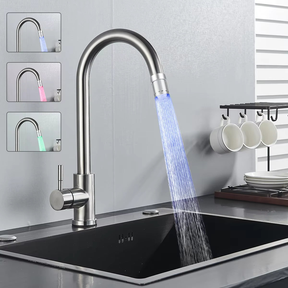 Color-Changing LED Temperature-Sensitive Faucet Aerator - Water-Saving Kitchen & Bathroom Tap Nozzle