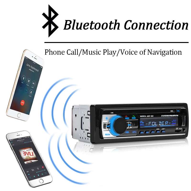 1 Din Digital Bluetooth Car Stereo MP3 Player with FM Radio, USB/SD, and AUX Input - 60W x 4 Audio Output