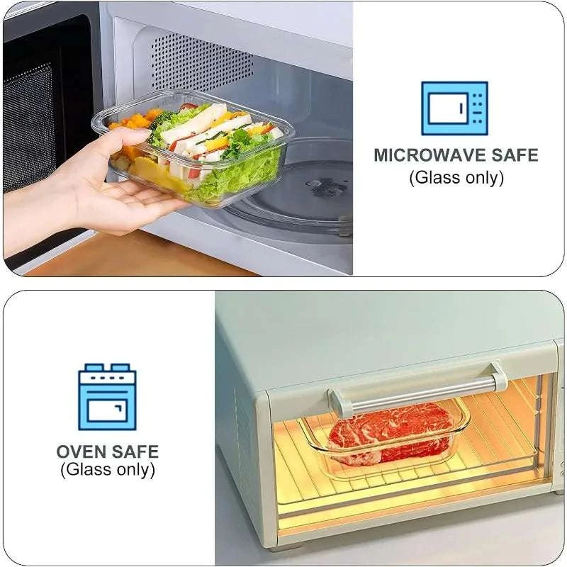 10 pack 22 oz glass meal prep containers with BPA-free airtight lids, ideal for food storage and lunch boxes