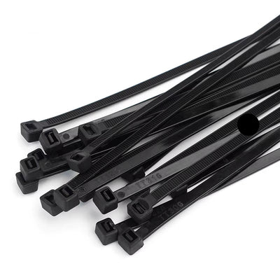 Self-Locking Nylon Cable Ties - 100 Pack, Black Zip Wraps for Secure Fastening and Wire Management