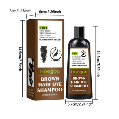 100ml bubble hair dye shampoo for natural black, brown coverage. Moisturizes, nourishes, covers gray and white hair with styling benefits.