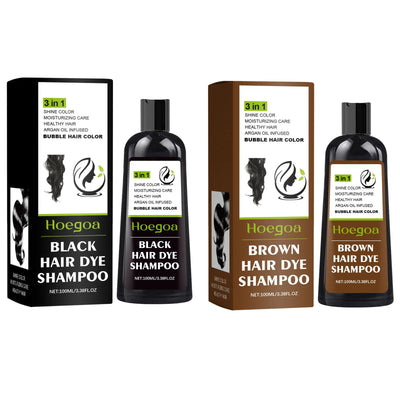 100ml bubble hair dye shampoo for natural black, brown coverage. Moisturizes, nourishes, covers gray and white hair with styling benefits.