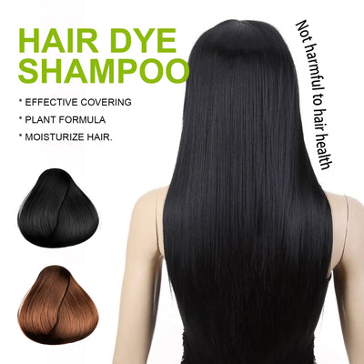100ml bubble hair dye shampoo for natural black, brown coverage. Moisturizes, nourishes, covers gray and white hair with styling benefits.