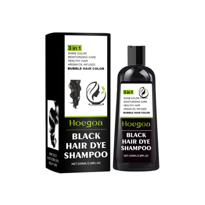 100ml bubble hair dye shampoo for natural black, brown coverage. Moisturizes, nourishes, covers gray and white hair with styling benefits.