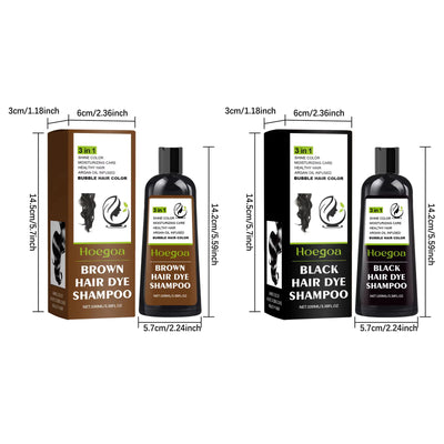 100ml bubble hair dye shampoo for natural black, brown coverage. Moisturizes, nourishes, covers gray and white hair with styling benefits.