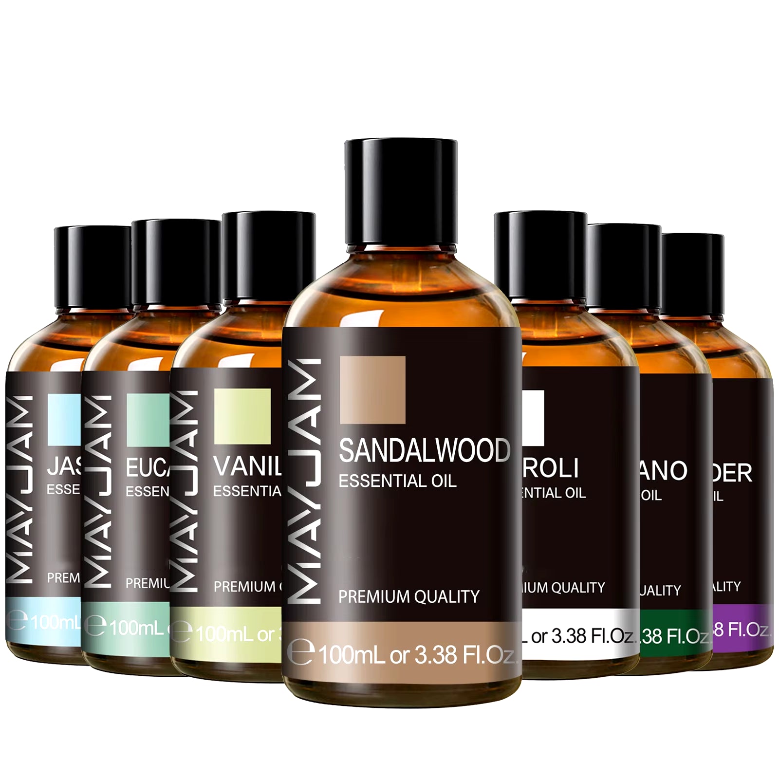 100ML Essential Oil with Dropper - Sandalwood, Lavender, Eucalyptus, and Vanilla Aromatherapy Oil for Humidifiers and Candle Burners