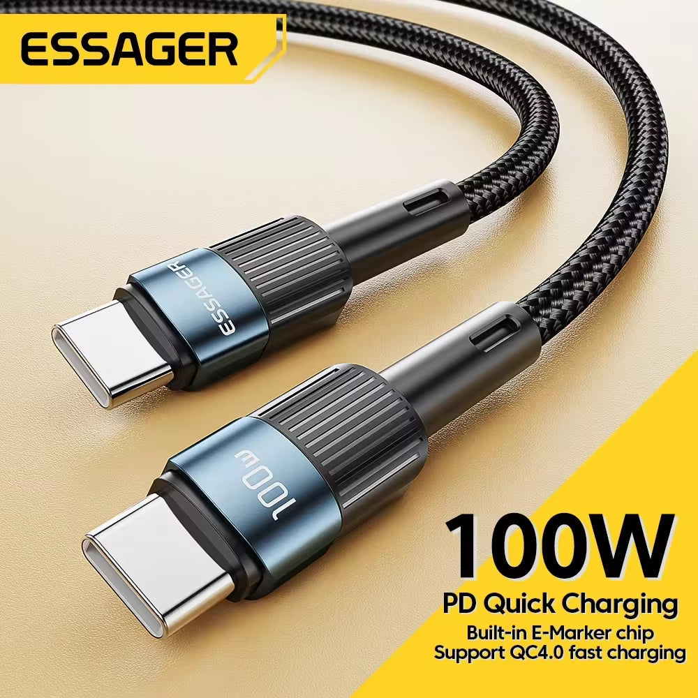 100W USB Type-C to USB-C Fast Charging Cable, 3M Length, Compatible with MacBook, Samsung, and Xiaomi