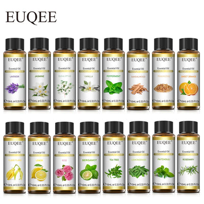 10ml Natural Plant Essential Oils with Dropper for Diffusers and Humidifiers - Lavender, Jasmine, Eucalyptus, and Vanilla Blends