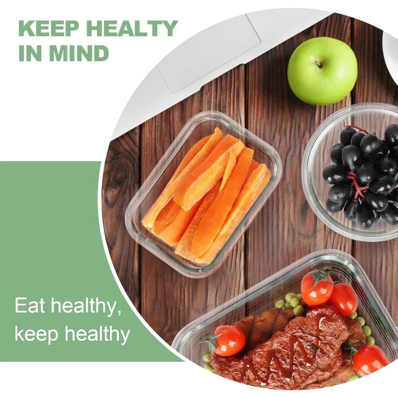 12 pack glass food storage containers with leak proof airtight lids, ideal for kitchen pantry, meal prep, and lunch organization