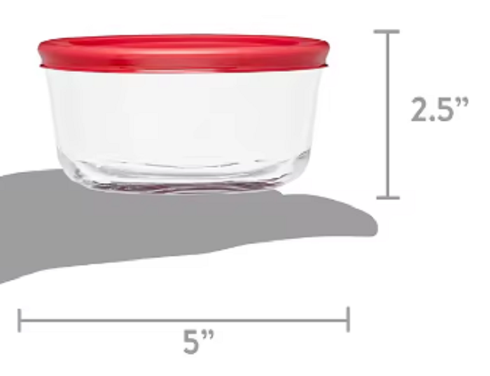 14-piece clear glass food storage container set, non-toxic, microwave, dishwasher, and freezer safe.