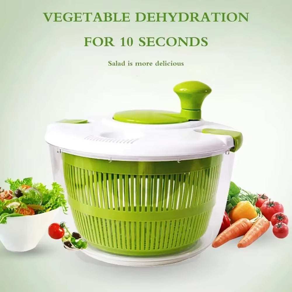 Effortless Salad Spinner & Fruit Dryer - Hand Crank Vegetable Centrifuge for Quick Food Dehydration - Essential Kitchen Accessory