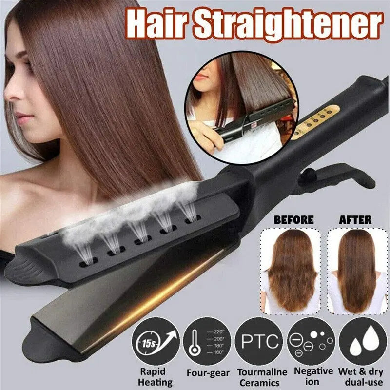 Dual-Function Hair Straightener and Curler with Constant Temperature Control and Four Heat Settings