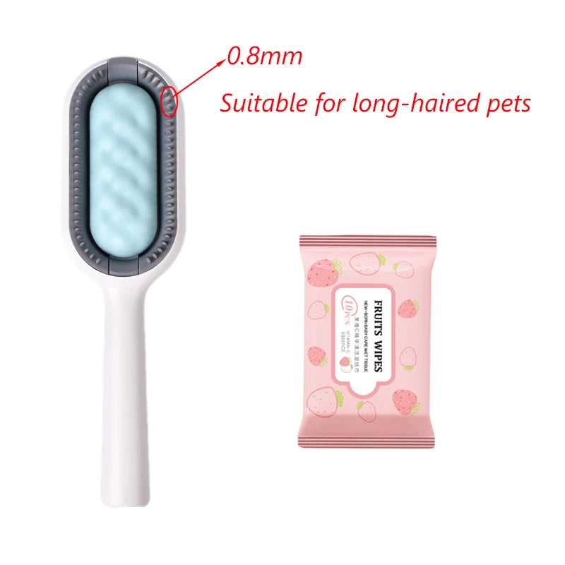 Double-Sided Pet Grooming Brushes for Cats and Dogs with Wipes - Essential Accessories for Pet Care