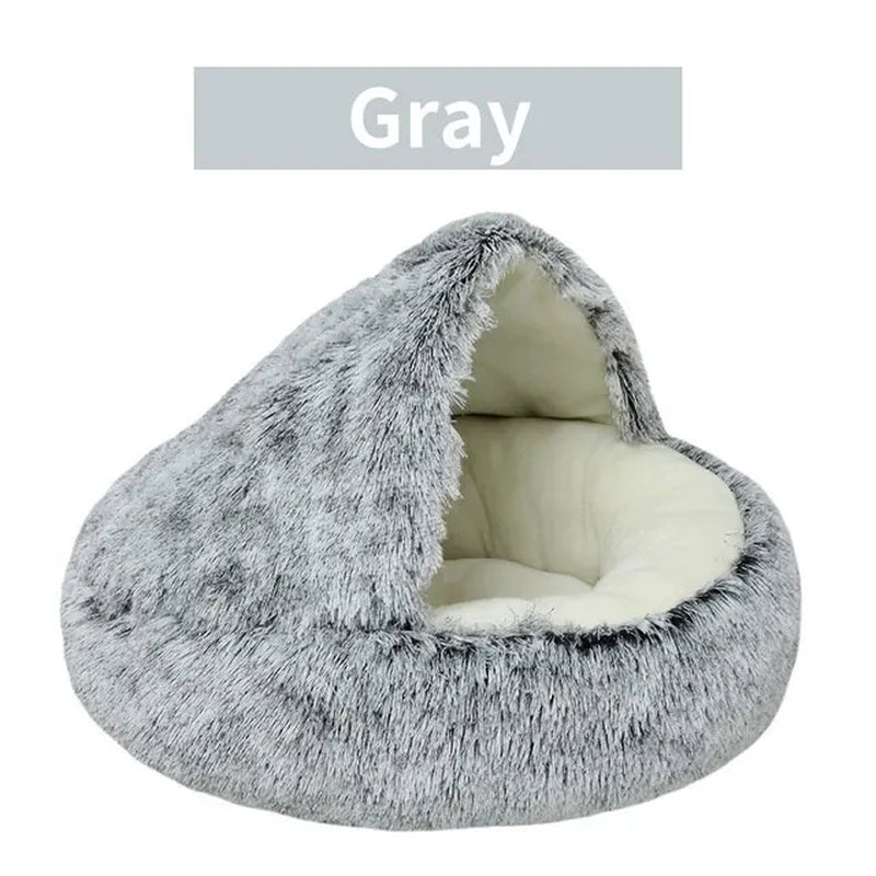 Premium Soft Plush Round Pet Bed with Removable Cover - 2-in-1 Sleeping Nest for Cats and Small Dogs