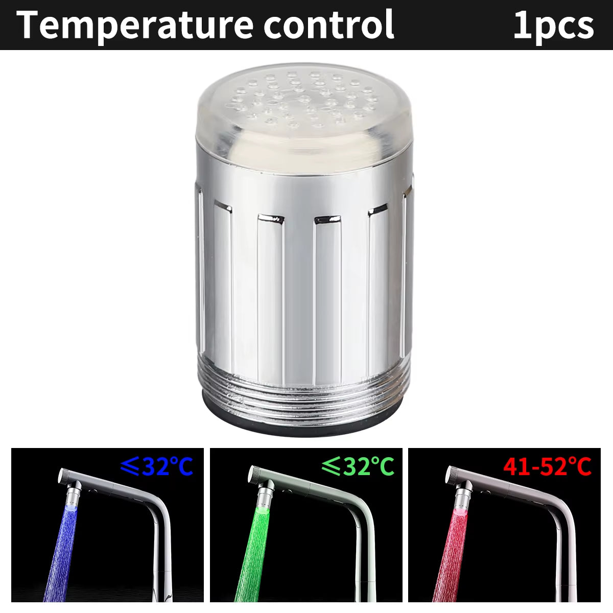 Color-Changing LED Temperature-Sensitive Faucet Aerator - Water-Saving Kitchen & Bathroom Tap Nozzle