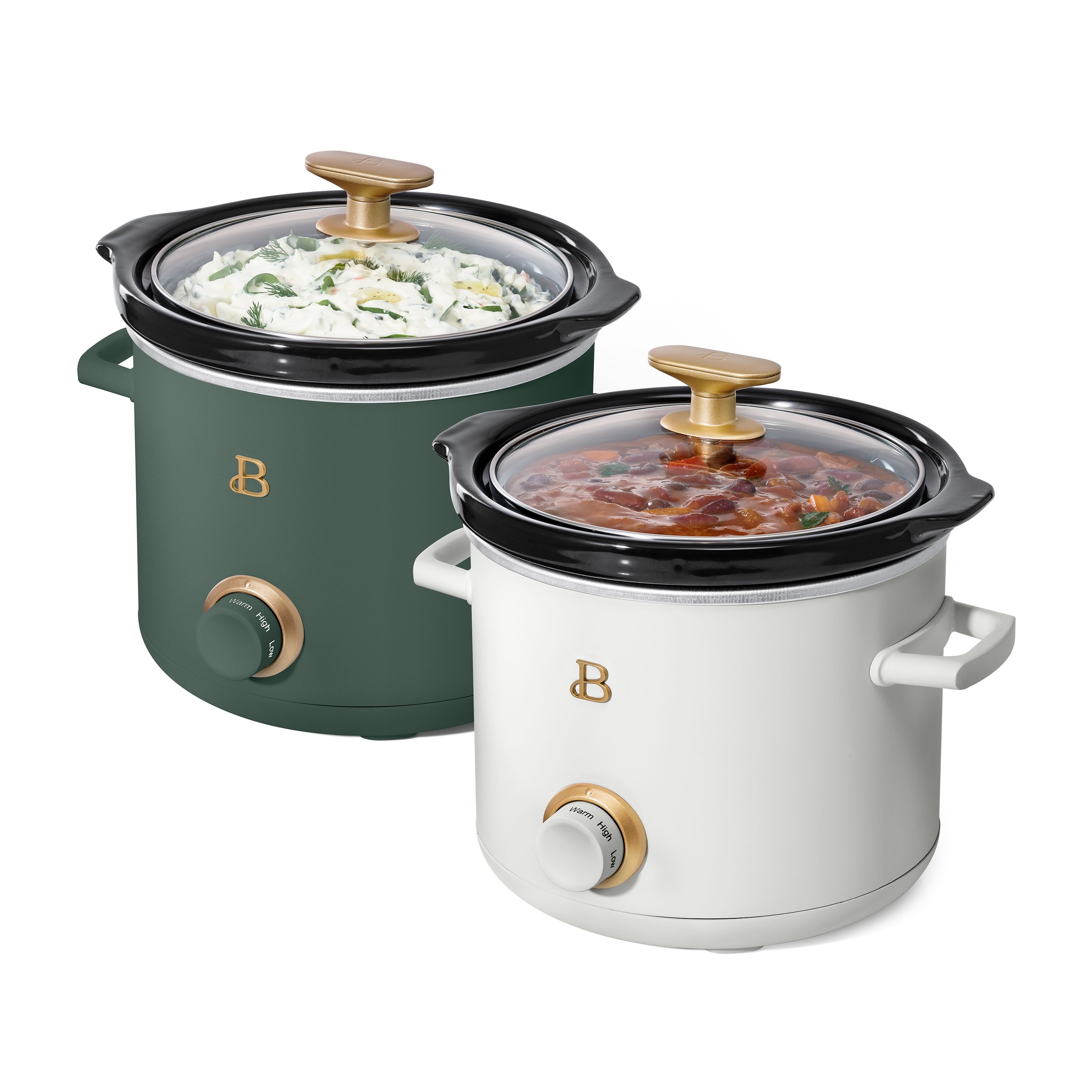 Drew Barrymore 2-Pack 2Qt Slow Cooker Set in Thyme and White Icing