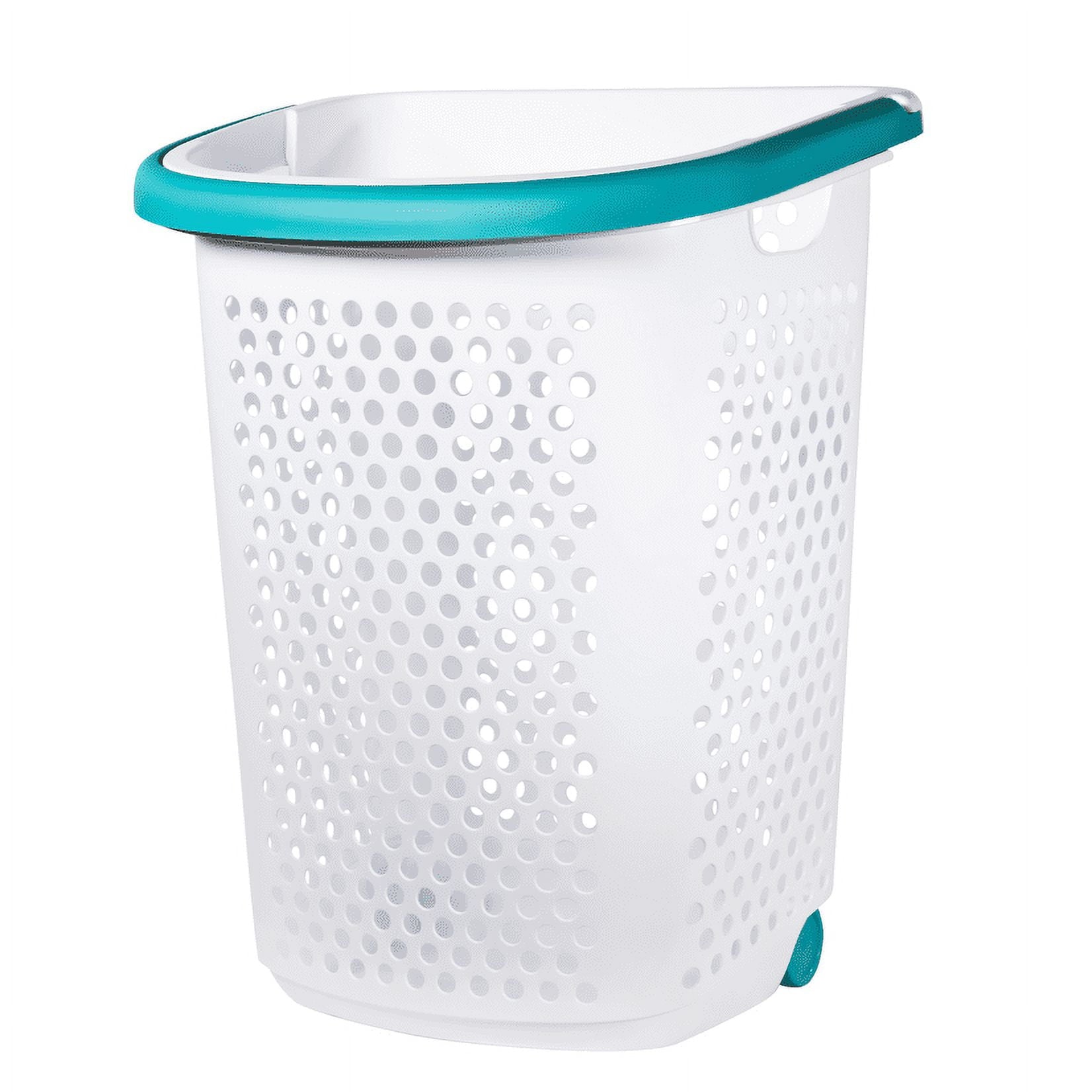 Rolling Plastic Laundry Hamper with Pop-Up Handle - White - Adult / Tween