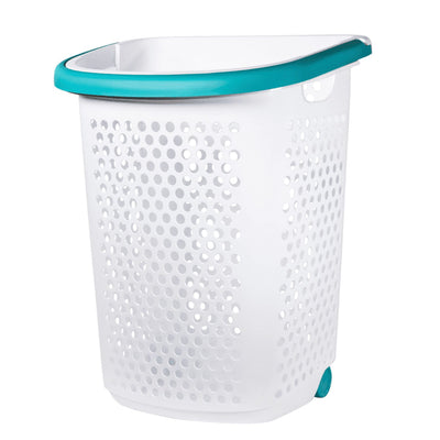 Rolling Plastic Laundry Hamper with Pop-Up Handle - White - Adult / Tween