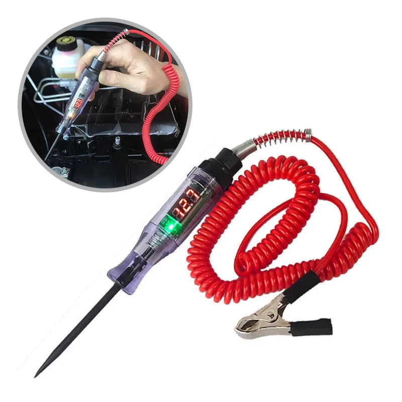 Car and Truck Voltage Circuit Tester - 6V, 12V, 24V Auto Diagnostic Probe with Light Bulb for Electrical Measurement and Repair