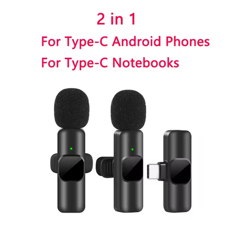 Wireless Lavalier Microphone for Portable Audio and Video Recording - Compatible with iPhone and Android for Live Broadcasting and Gaming