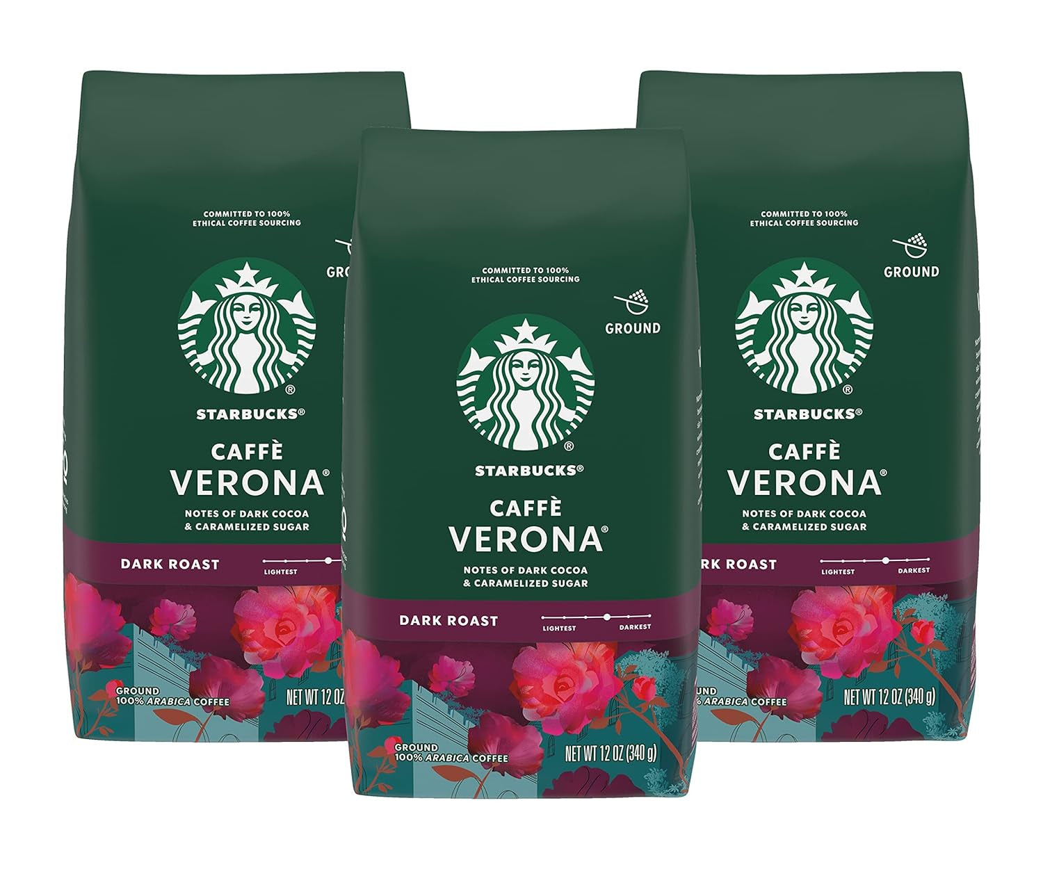 Caffe Verona Coffee, Dark, Ground, 12-Ounce Bags (Pack of 3) - CommunityRateLLC