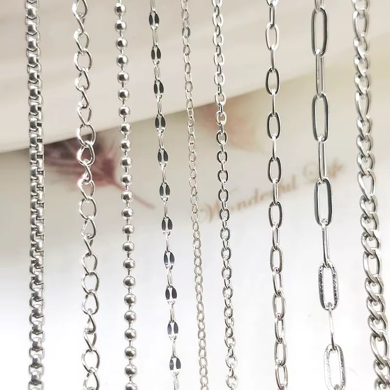 2-Meter No Fade Stainless Steel Chains for Jewelry Making - Gold Beaded Necklace and Bracelet Accessories