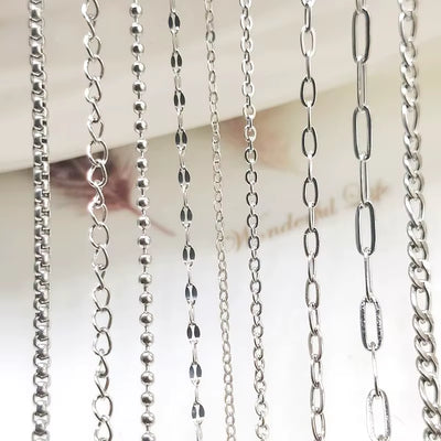 2-Meter No Fade Stainless Steel Chains for Jewelry Making - Gold Beaded Necklace and Bracelet Accessories