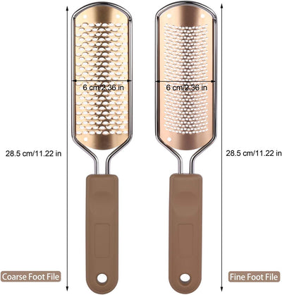 (2 Foot File) - 2Pcs Pedicure Rasp Foot File Callus Remover,Professional Stainless Steel Colossal and Fine Foot Scrubber Remove Dead Skin for Wet and Dry Feet