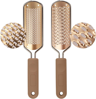 (2 Foot File) - 2Pcs Pedicure Rasp Foot File Callus Remover,Professional Stainless Steel Colossal and Fine Foot Scrubber Remove Dead Skin for Wet and Dry Feet